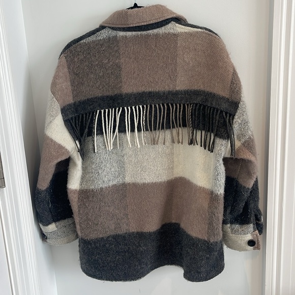 Zara Fringe Plaid Shacket Size XS - Picture 3 of 6